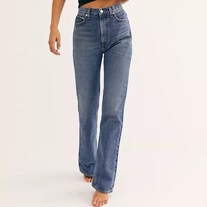 AGOLDE Black Tee with Blue High Rise Jeans